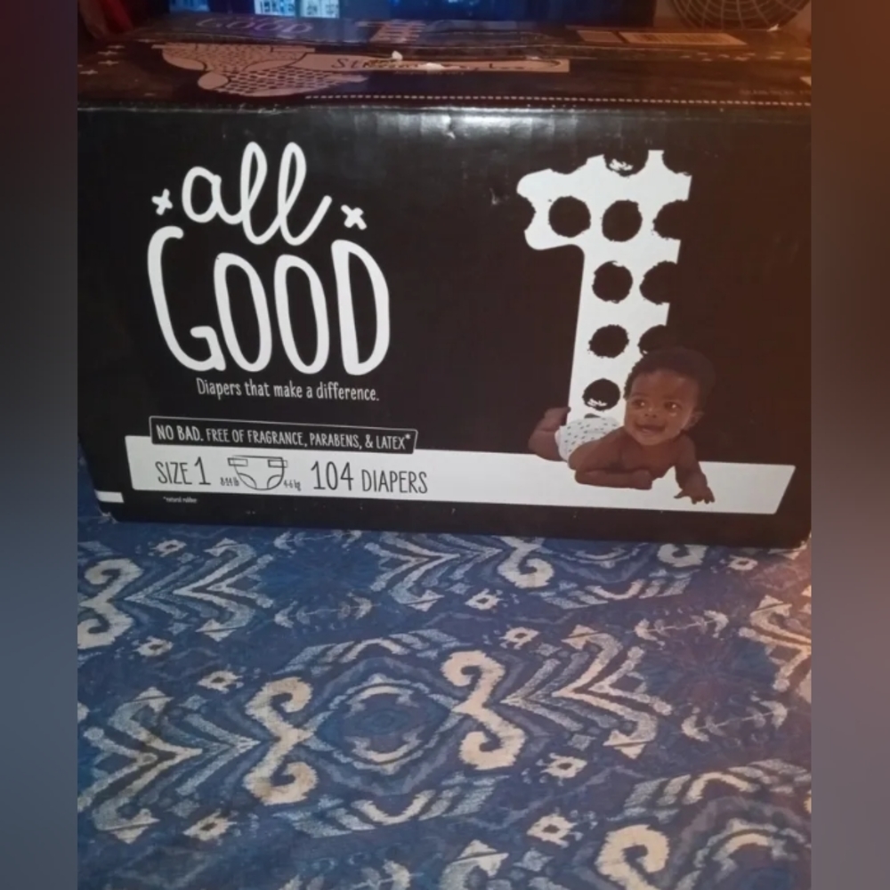 All Good diapers size one count 104